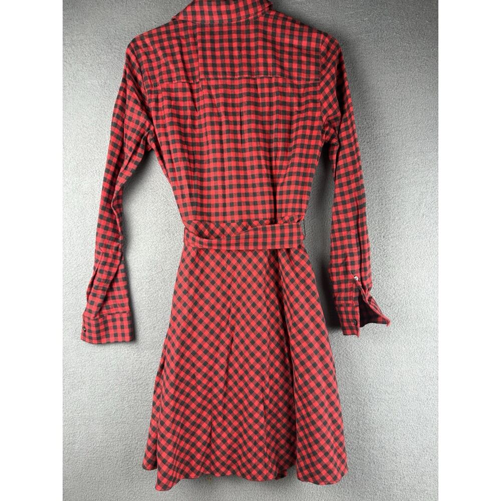 Brooks Brothers Black Red Buffalo Plaid Cotton Shirt Dress Size 2 Long Sleeve - Picture 7 of 10